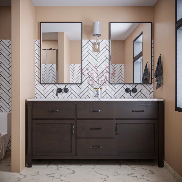 Altair Maribella 72" Double sinks Bathroom Vanity set with Marble Countertop