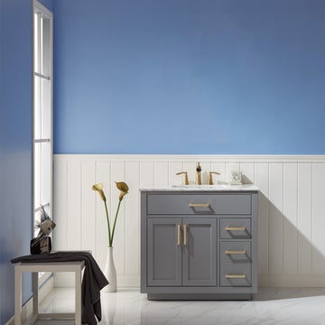 Altair Ivy 36" Single Bathroom Vanity Set in Marble Countertop