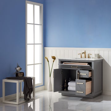 Altair Ivy 36" Single Bathroom Vanity Set in Marble Countertop