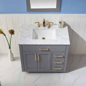 Altair Ivy 36" Single Bathroom Vanity Set in Marble Countertop