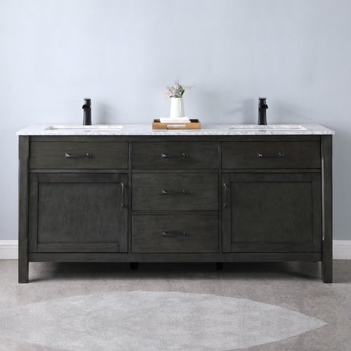 Altair Maribella 72" Double sinks Bathroom Vanity set with Marble Countertop