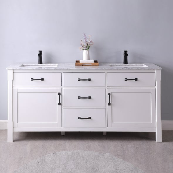 Altair Maribella 72" Double sinks Bathroom Vanity set with Marble Countertop