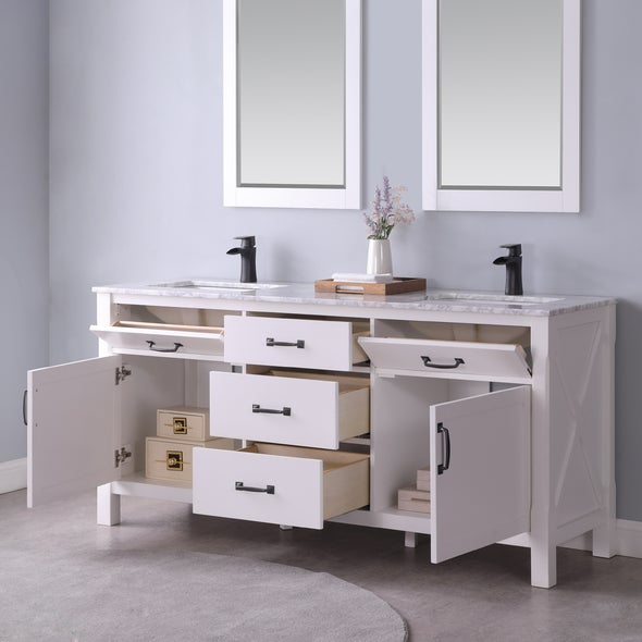 Altair Maribella 72" Double sinks Bathroom Vanity set with Marble Countertop