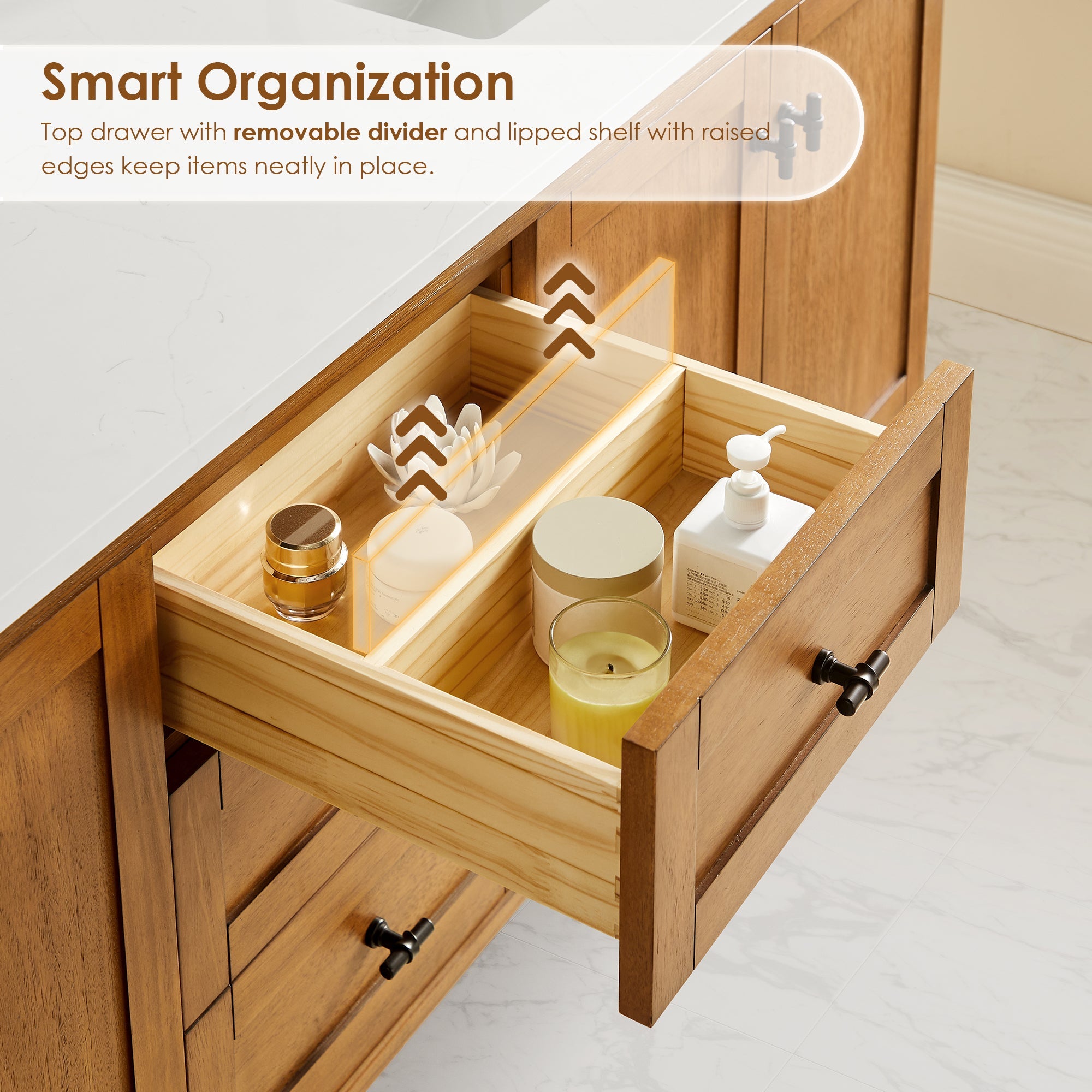 Altair Orasia 72" Double Bathroom Vanity in Mango Brown with Calacatta Mist White Quartz Countertop without Mirror - 595072-MB-CMQ-NM