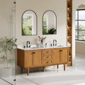 Altair Orasia 72" Double Bathroom Vanity in Mango Brown with Calacatta Mist White Quartz Countertop without Mirror - 595072-MB-CMQ-NM