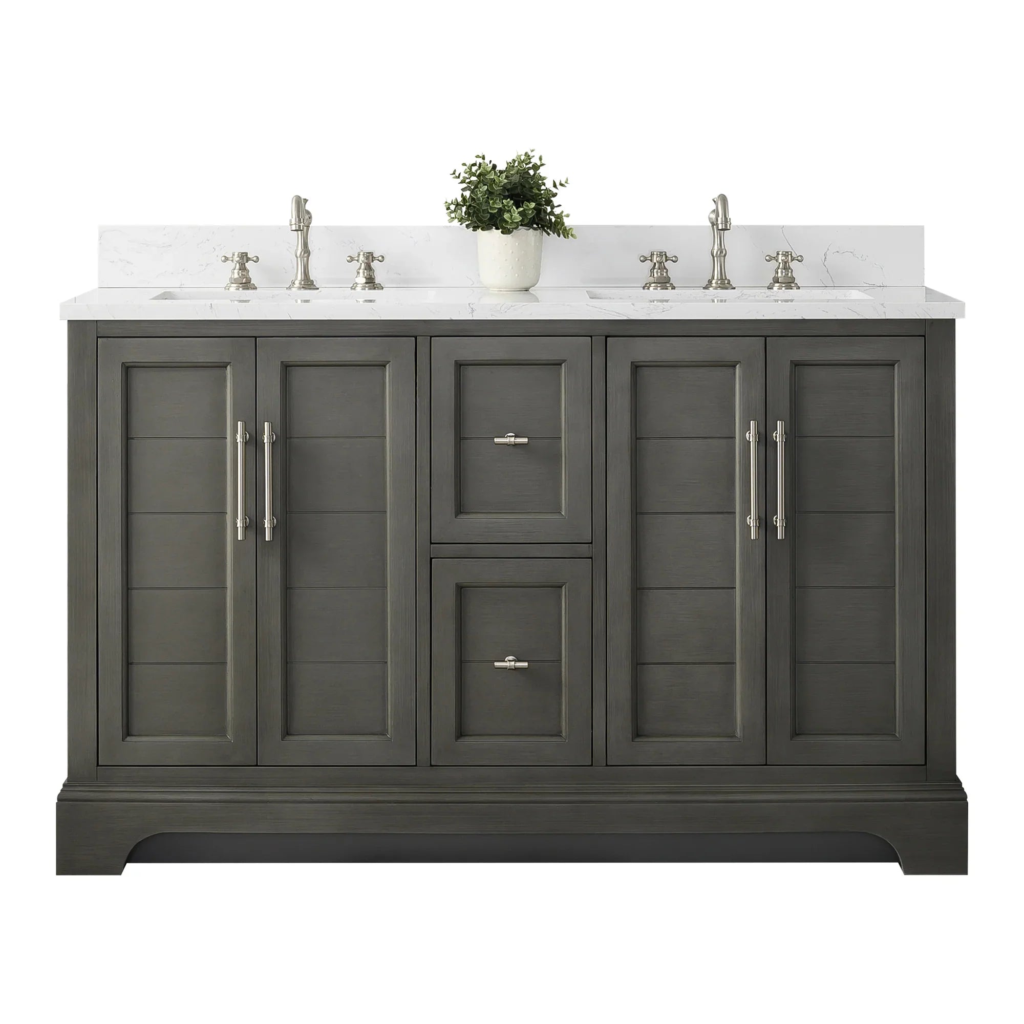 Vanity Art 54-Inch54 in. W x 22 in. D x 34.5 in. H Double Sink Freestanding Bathroom Vanity with Engineered Marble Top - VA5054