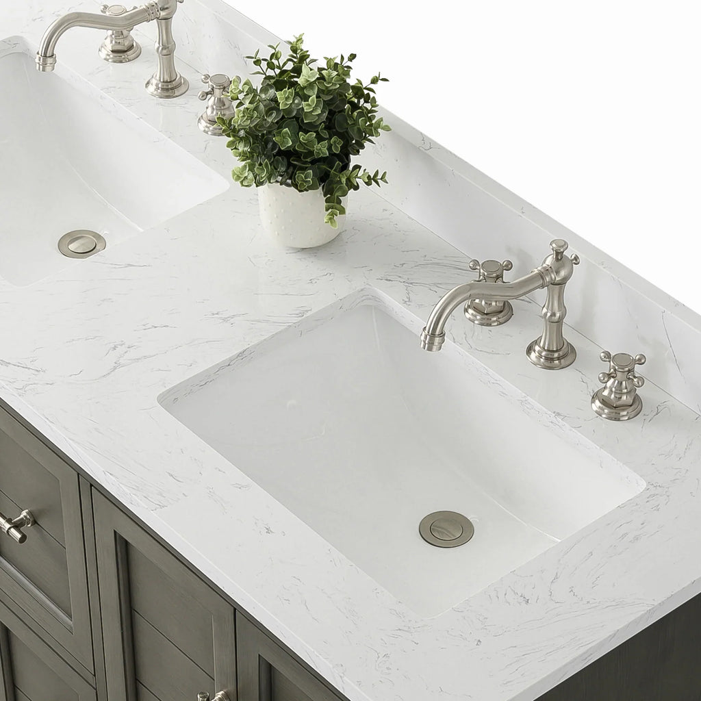 Vanity Art 54-Inch54 in. W x 22 in. D x 34.5 in. H Double Sink Freestanding Bathroom Vanity with Engineered Marble Top - VA5054