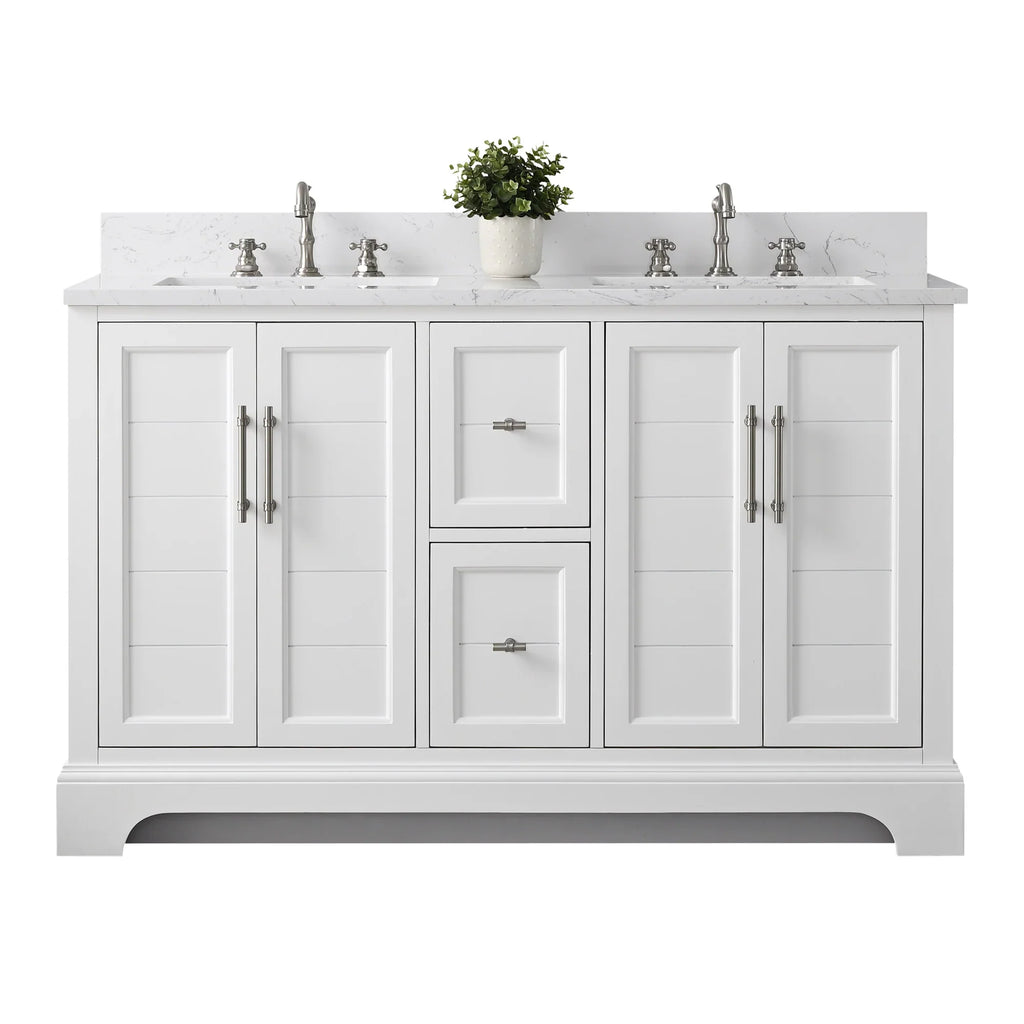 Vanity Art 54-Inch54 in. W x 22 in. D x 34.5 in. H Double Sink Freestanding Bathroom Vanity with Engineered Marble Top - VA5054