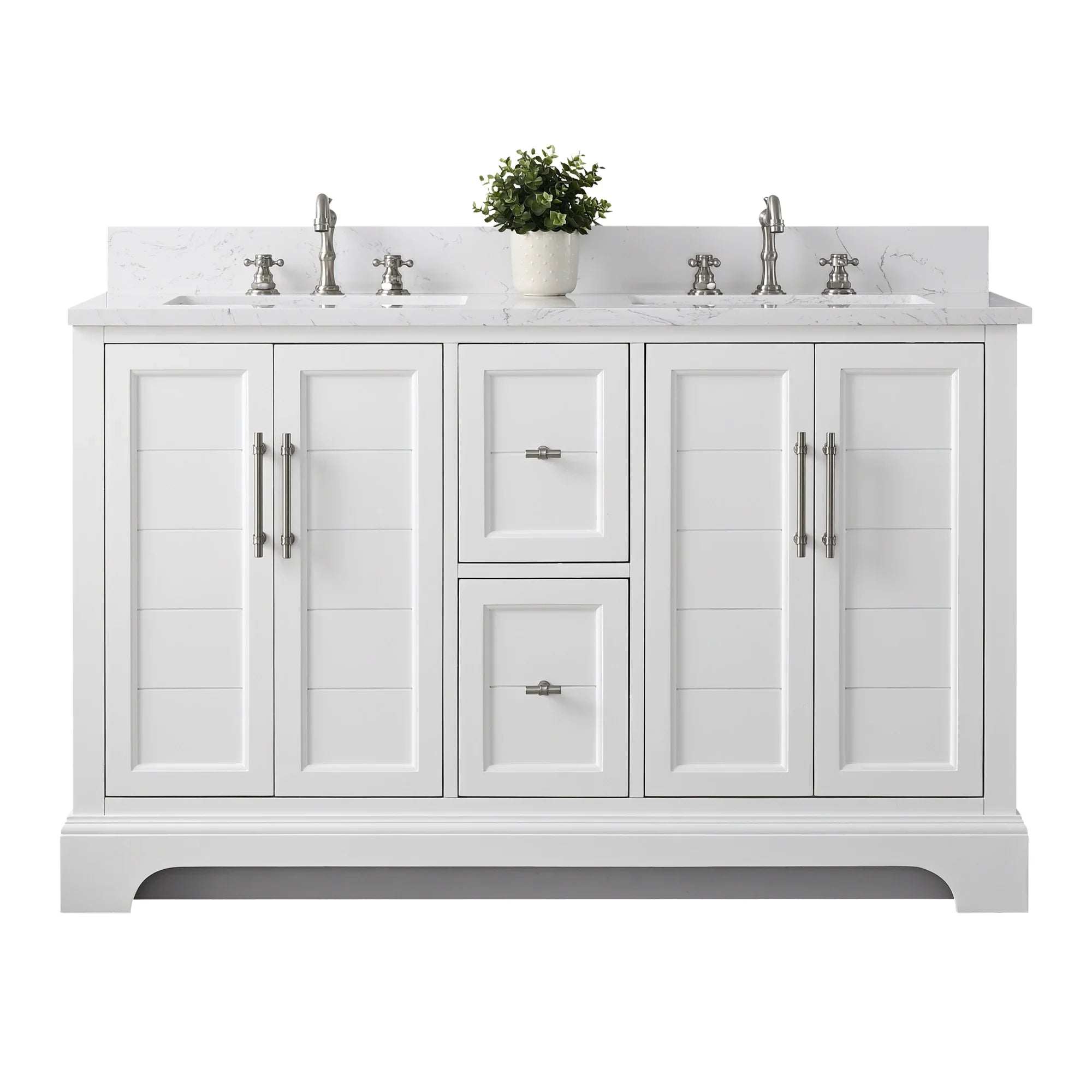 Vanity Art 54-Inch54 in. W x 22 in. D x 34.5 in. H Double Sink Freestanding Bathroom Vanity with Engineered Marble Top - VA5054